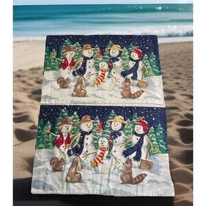 2 - Snowman Flannel Pillowcases Natural Nights Cotton Standard? 20"x31" Portugal